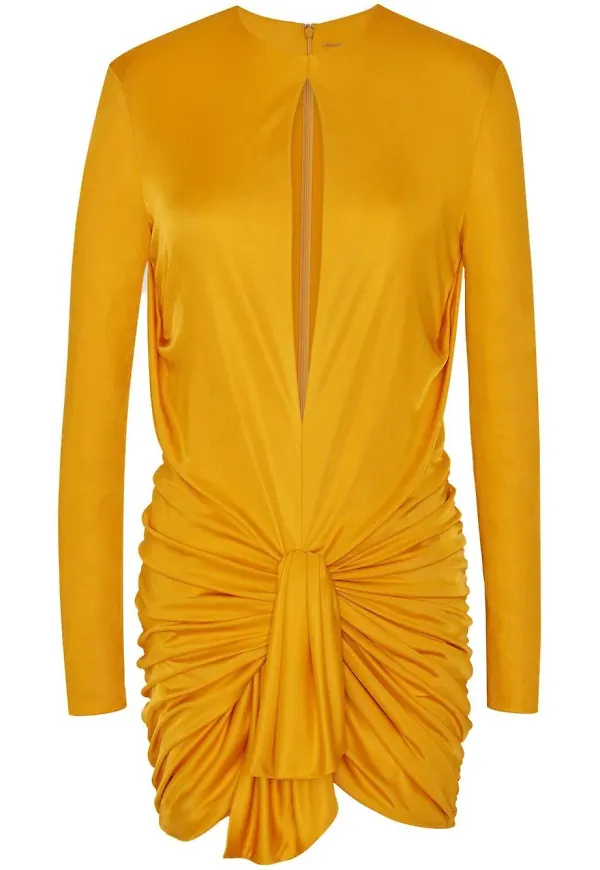 Saint Laurent draperad miniklänning - Orange