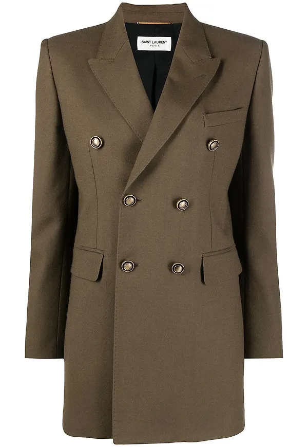 Saint Laurent dubbelknäppt blazer - Grön