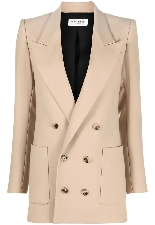 Saint Laurent dubbelknäppt blazer - Neutral