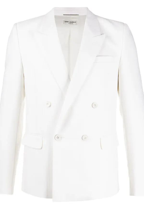 Saint Laurent dubbelknäppt blazer - Vit