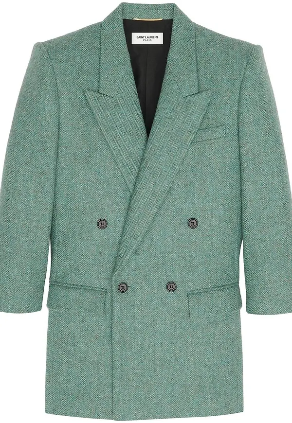 Saint Laurent dubbelknäppt blazerklänning - Grön