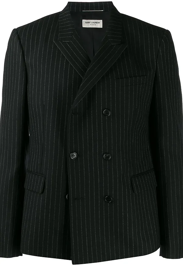 Saint Laurent dubbelknäppt flanelljacka - Svart