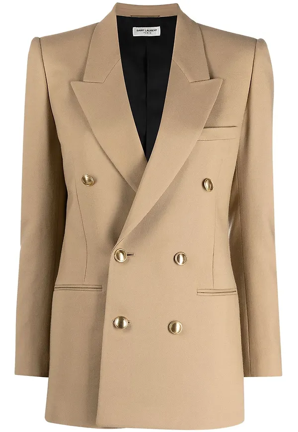 Saint Laurent dubbelknäppt jacka - Neutral