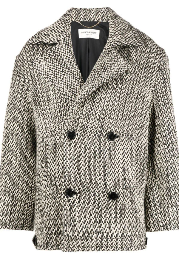 Saint Laurent dubbelknäppt kappa - Neutral