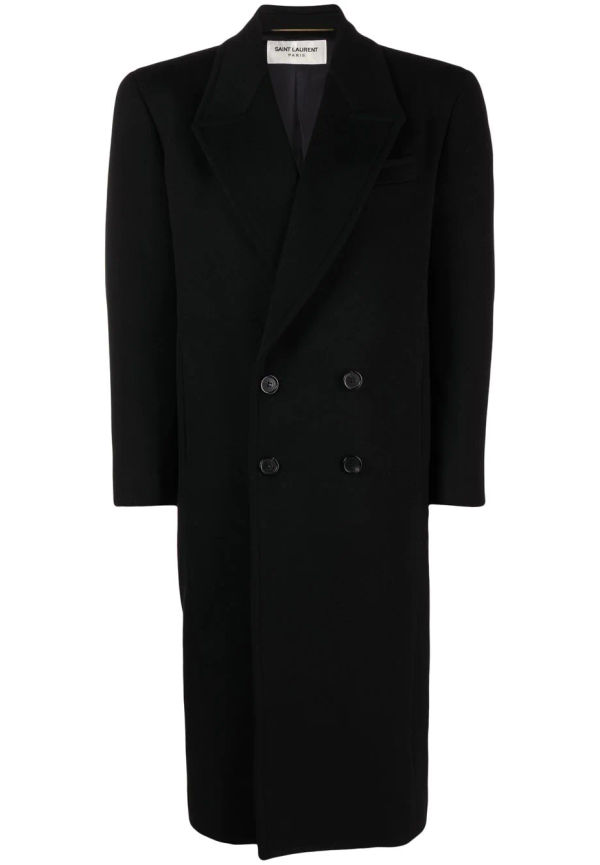 Saint Laurent dubbelknäppt kappa - Svart