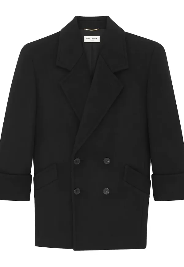Saint Laurent dubbelknäppt kappa - Svart