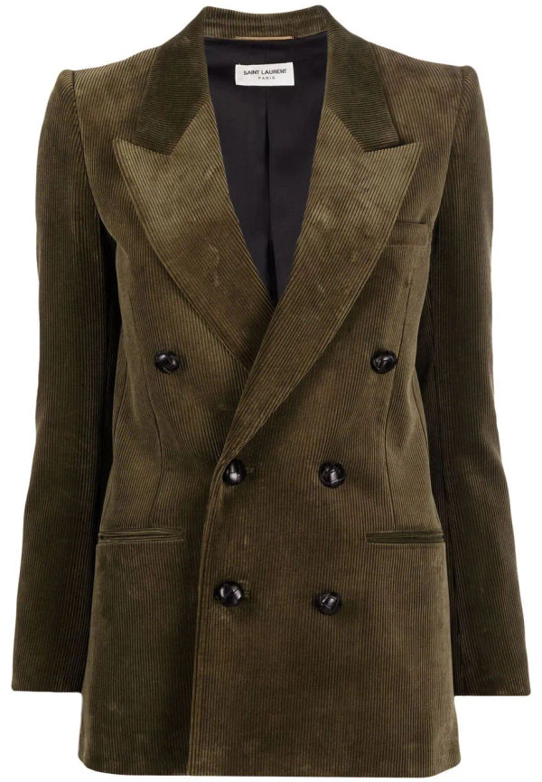 Saint Laurent dubbelknäppt manchesterblazer - Grön