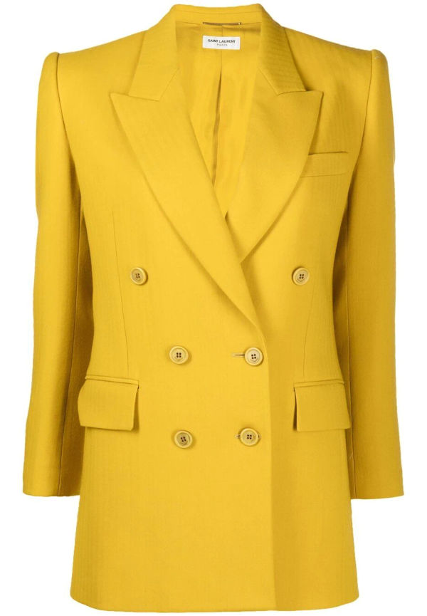 Saint Laurent dubbelknäppt ylleblazer - Gul