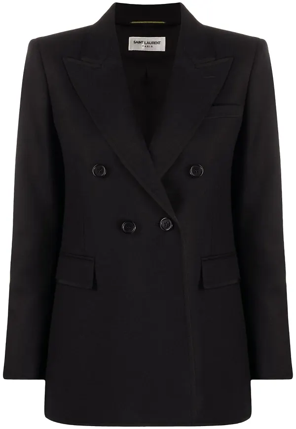 Saint Laurent dubbelknäppt ylleblazer - Svart