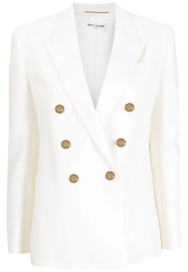 Saint Laurent dubbelknäppt ylleblazer - Vit
