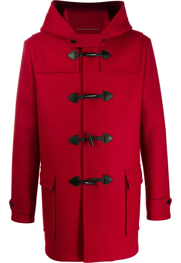 Saint Laurent duffelrock med huva - Röd