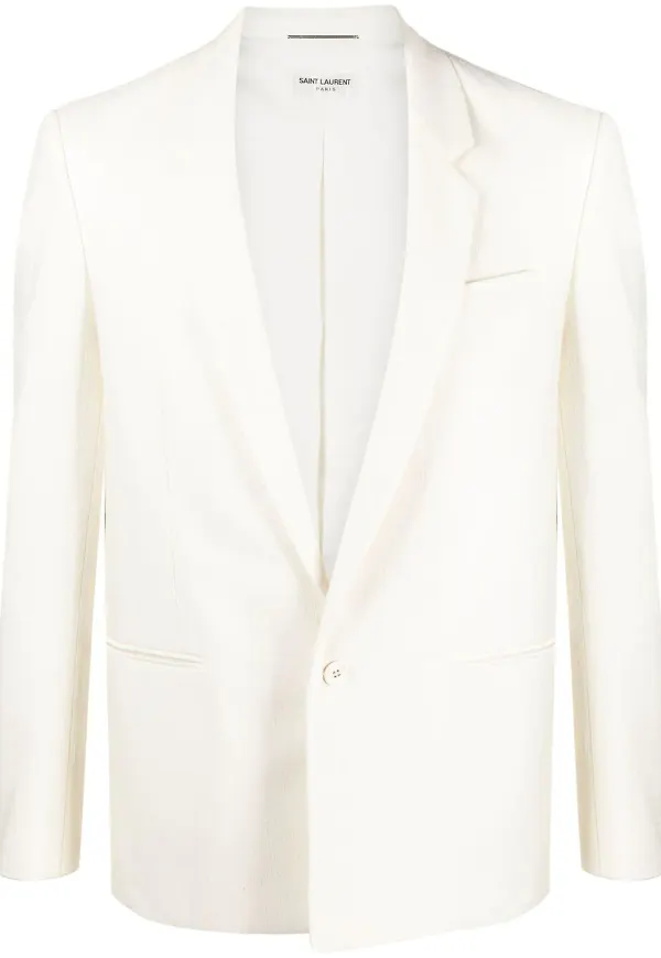 Saint Laurent enkelknäppt blazer - Vit