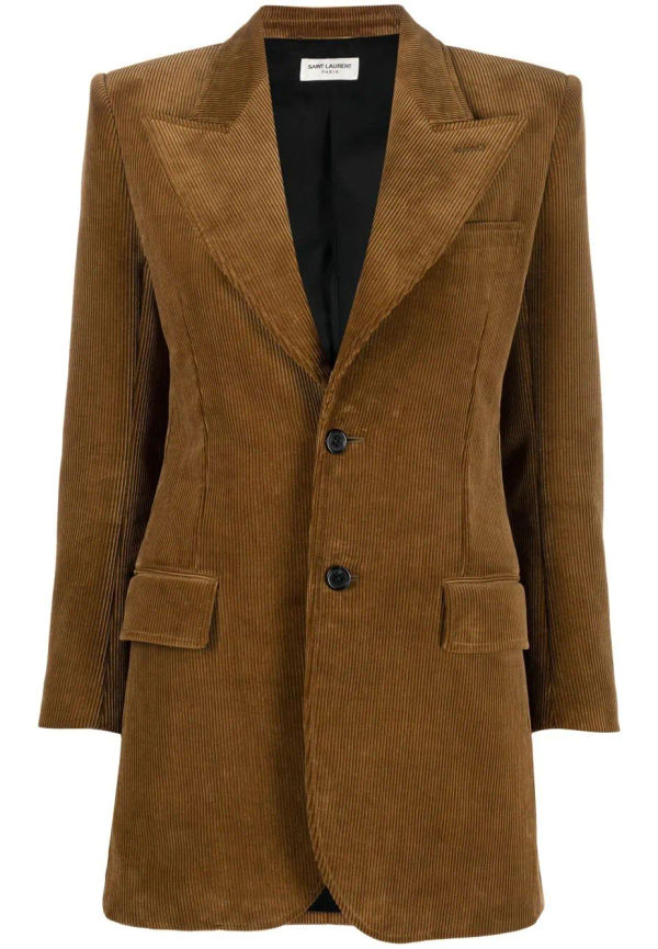 Saint Laurent enkelknäppt manchesterblazer - Brun