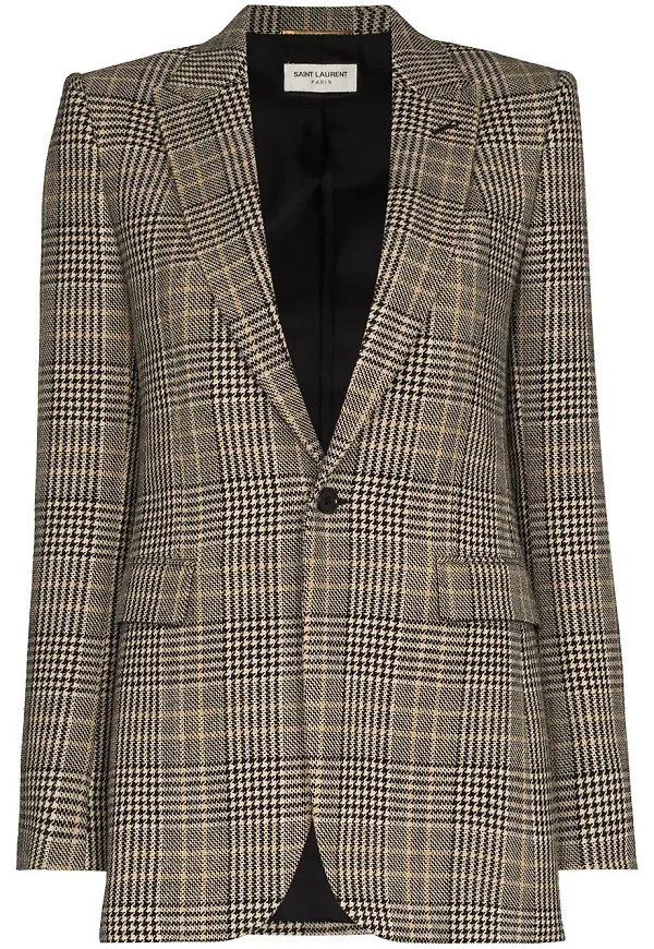 Saint Laurent enkelknäppt rutig blazer - Neutral
