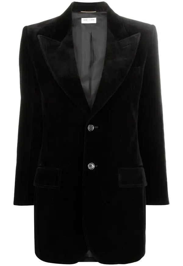 Saint Laurent enkelknäppt sammetsblazer - Svart