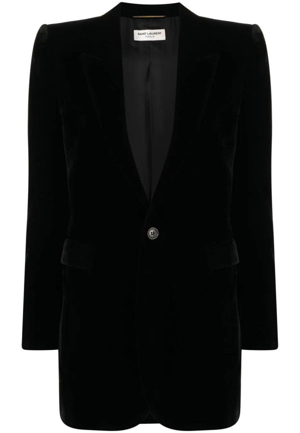 Saint Laurent enkelknäppt sammetsblazer - Svart