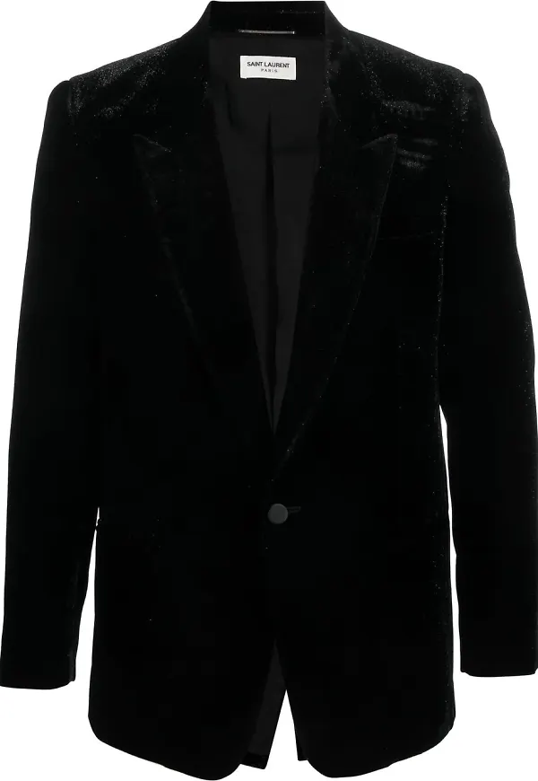 Saint Laurent enkelknäppt sammetsblazer - Svart
