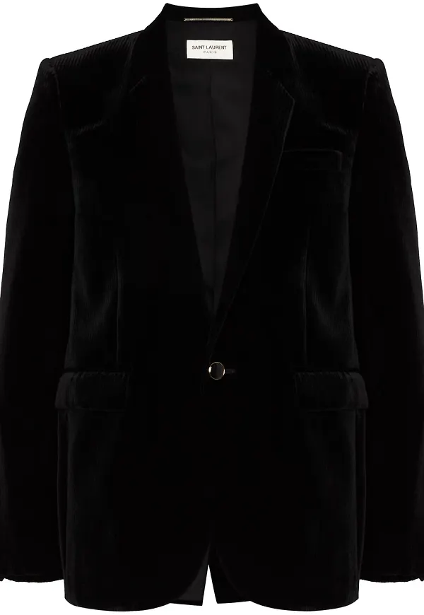 Saint Laurent enkelknäppt sammetsblazer - Svart