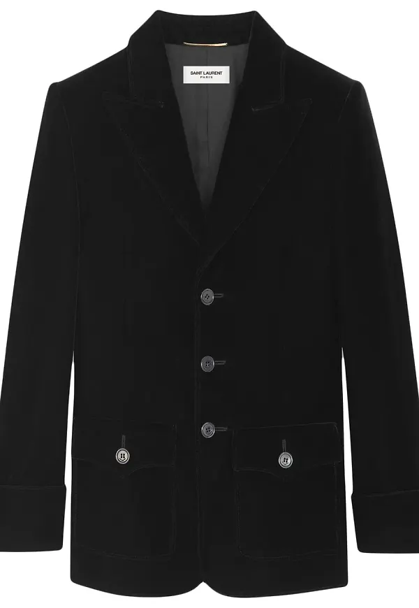 Saint Laurent enkelknäppt sammetsjacka - Svart