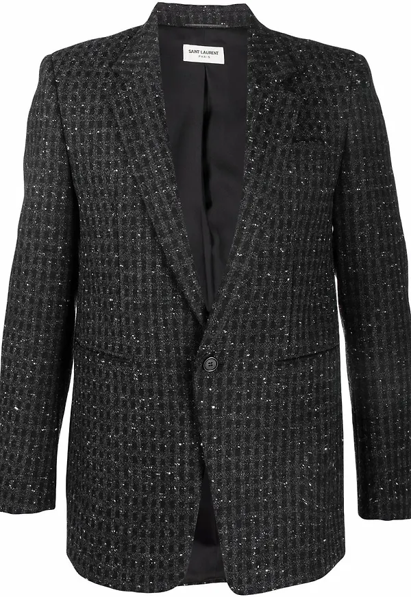 Saint Laurent enkelknäppt tweedblazer - Svart