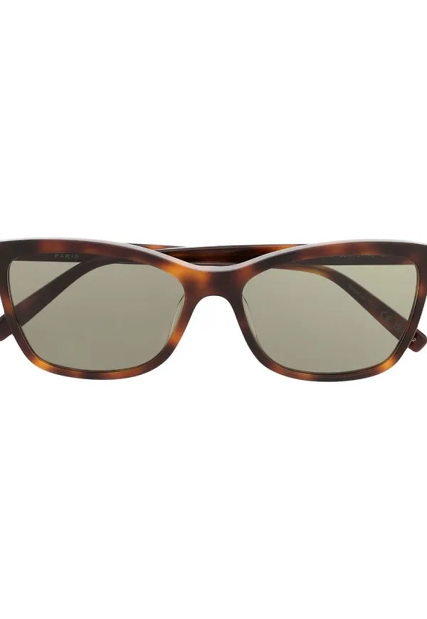 Saint Laurent Eyewear cat eye-solglasögon med sköldpaddseffekt - Brun