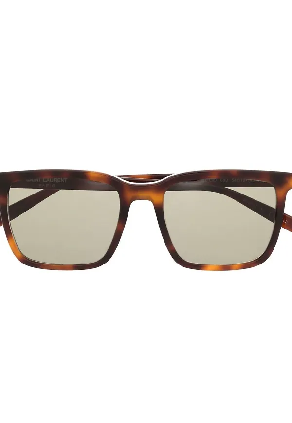 Saint Laurent Eyewear sköldpaddsmönstrade fyrkantiga solglasögon - Brun