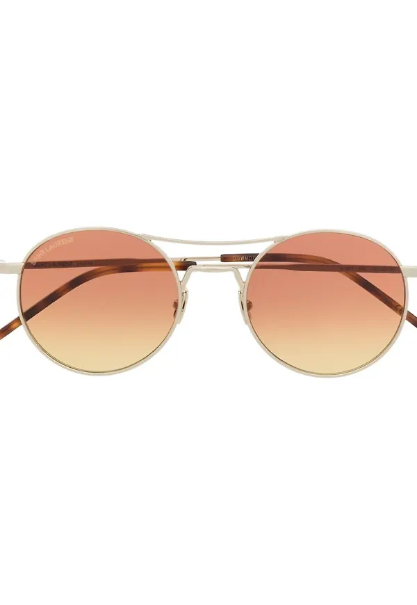 Saint Laurent Eyewear tonade runda solglasögon - Guldfärgad