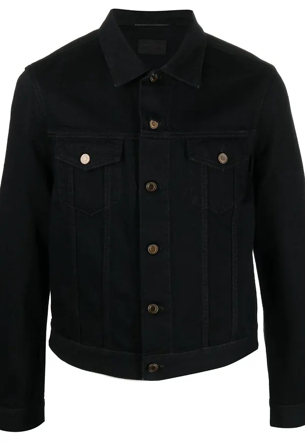 Saint Laurent figursydd jeansjacka - Svart