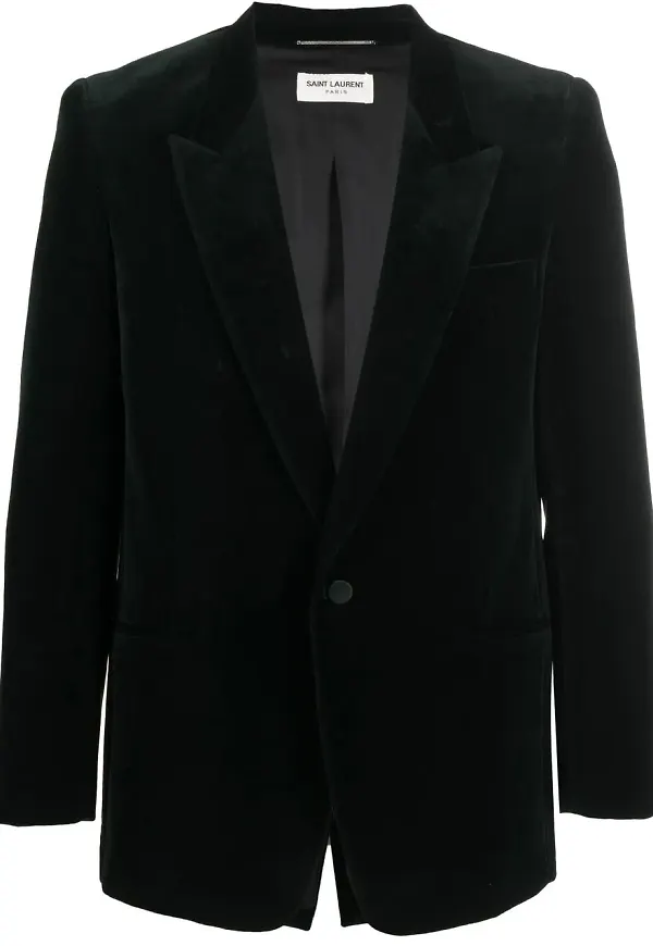 Saint Laurent figursydd sammetskavaj - Grön