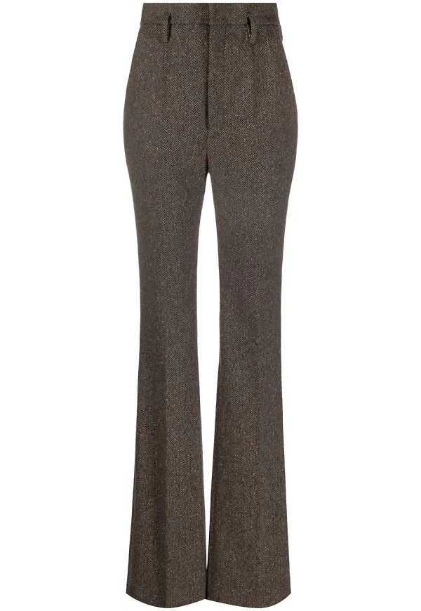 Saint Laurent fiskbensmönstrade byxor - Brun