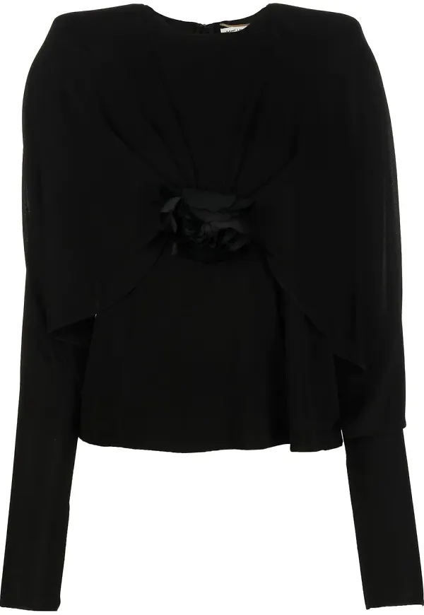 Saint Laurent Flowers långärmad topp - Svart