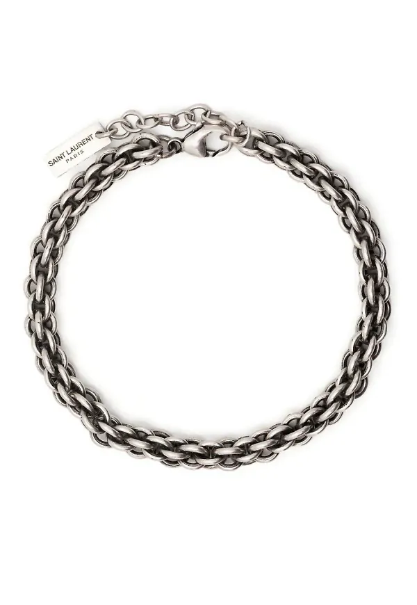 Saint Laurent flätat kedjearmband - Silverfärgad