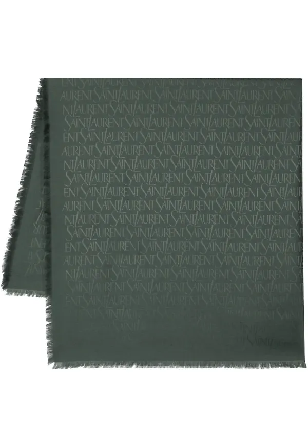 Saint Laurent fyrkantig halsduk i jacquard - Grön