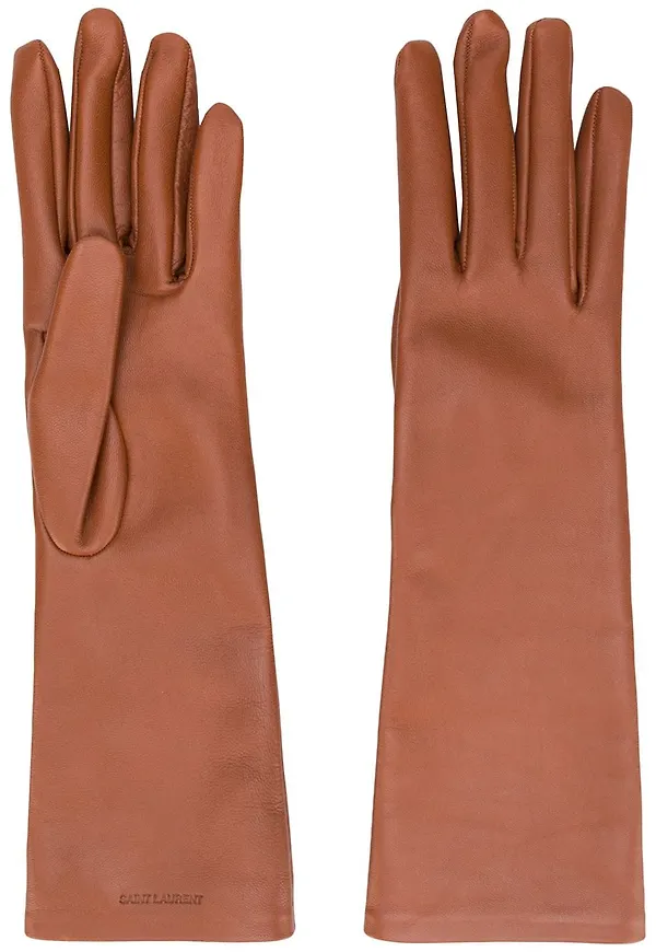 Saint Laurent fårskinnshandskar - Brun
