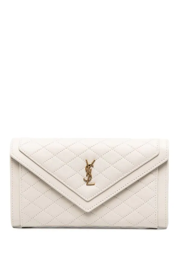 Saint Laurent Gaby quiltad plånbok - Neutral