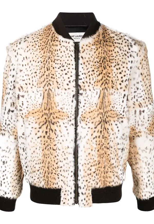 Saint Laurent gepardmönstrad bomberjacka - Neutral