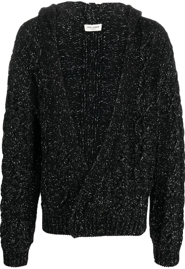 Saint Laurent grovstickad kofta - Svart