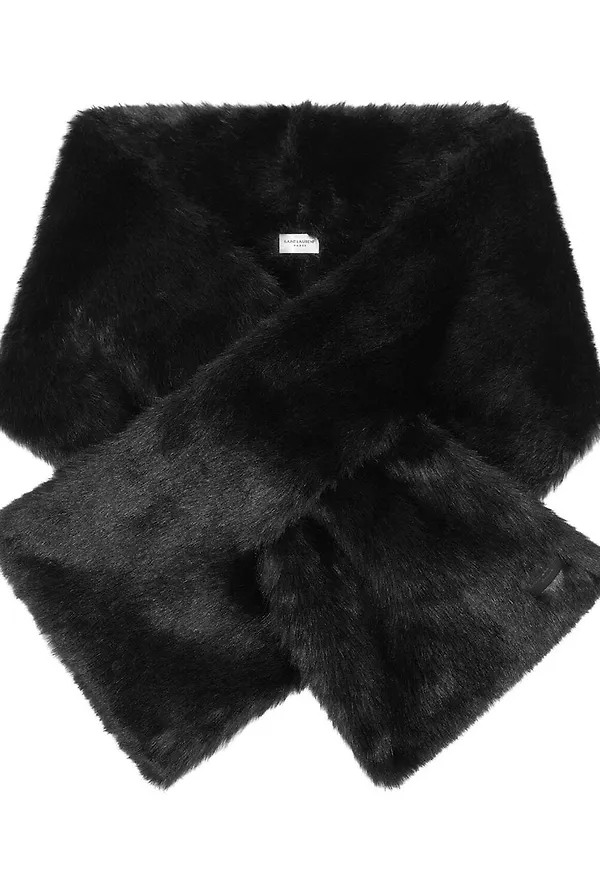 Saint Laurent halsduk i konstpäls - Svart