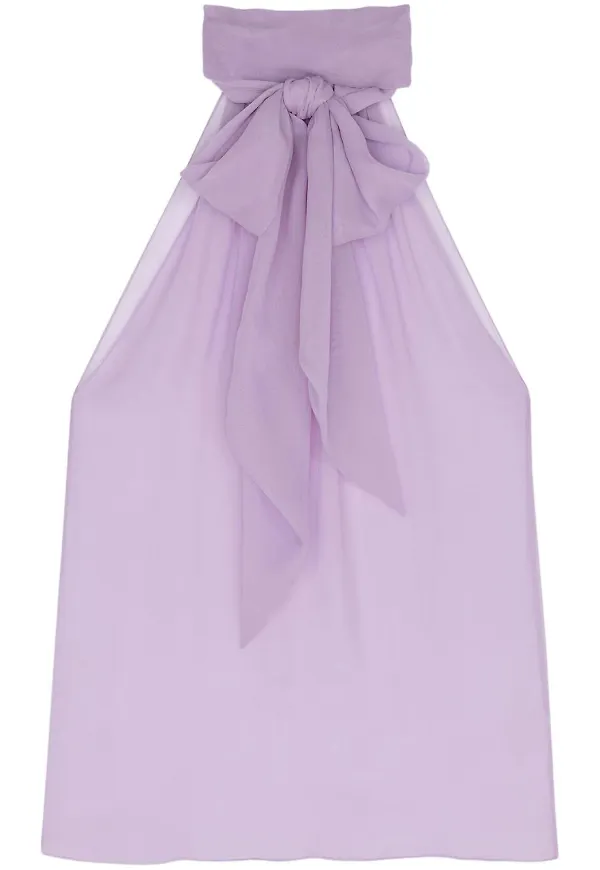 Saint Laurent halvskir blus med rosett - Lila