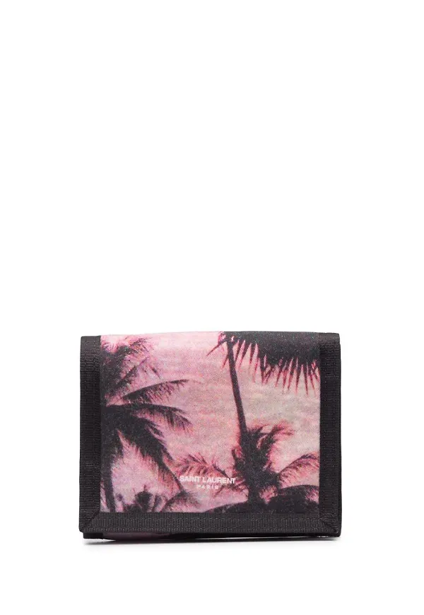 Saint Laurent hawaiimönstrad plånbok - Rosa