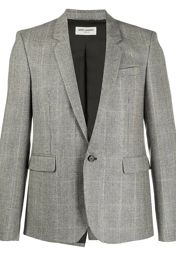 Saint Laurent hundtandsmönstrad blazer - Grå
