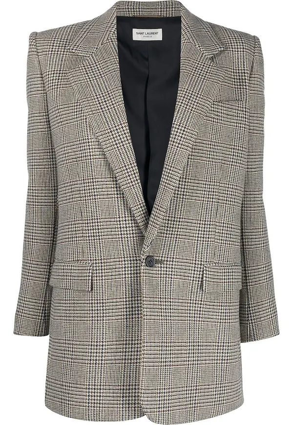 Saint Laurent hundtandsmönstrad blazer - Neutral