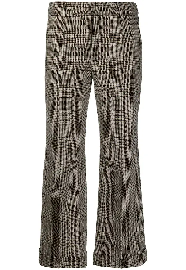 Saint Laurent hundtandsmönstrade byxor - Brun