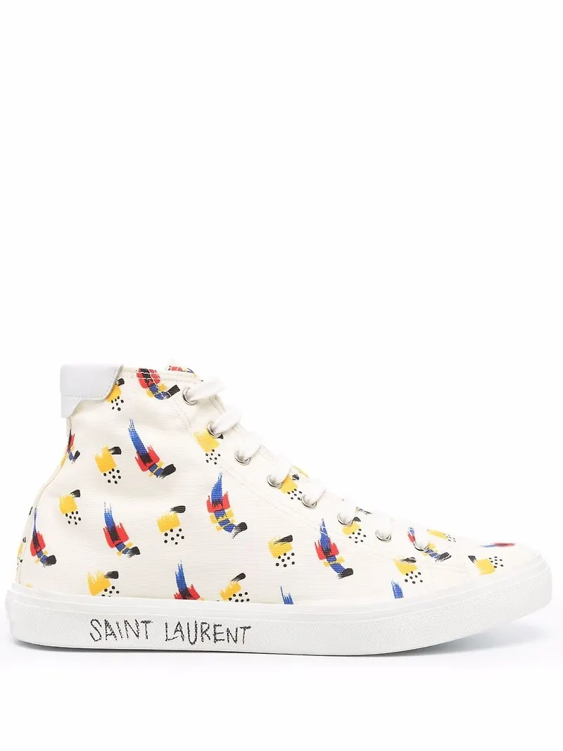 Saint Laurent höga sneakers med grafiskt tryck - Neutral
