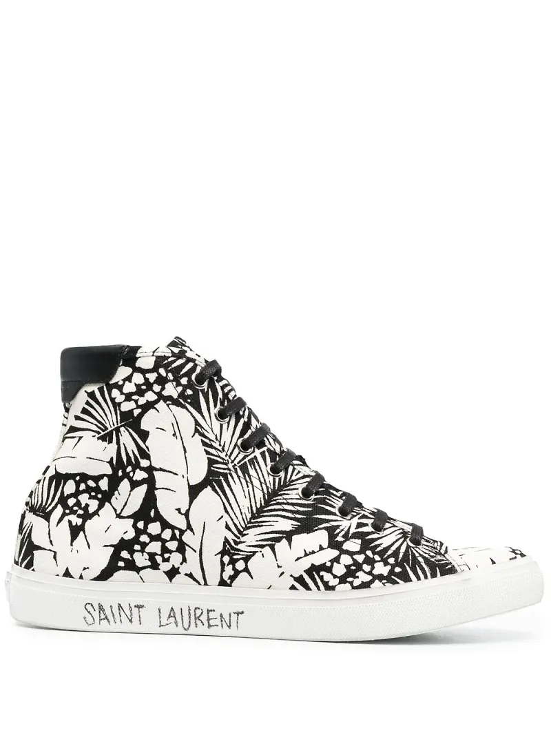 Saint Laurent höga sneakers med tropiskt tryck - Vit