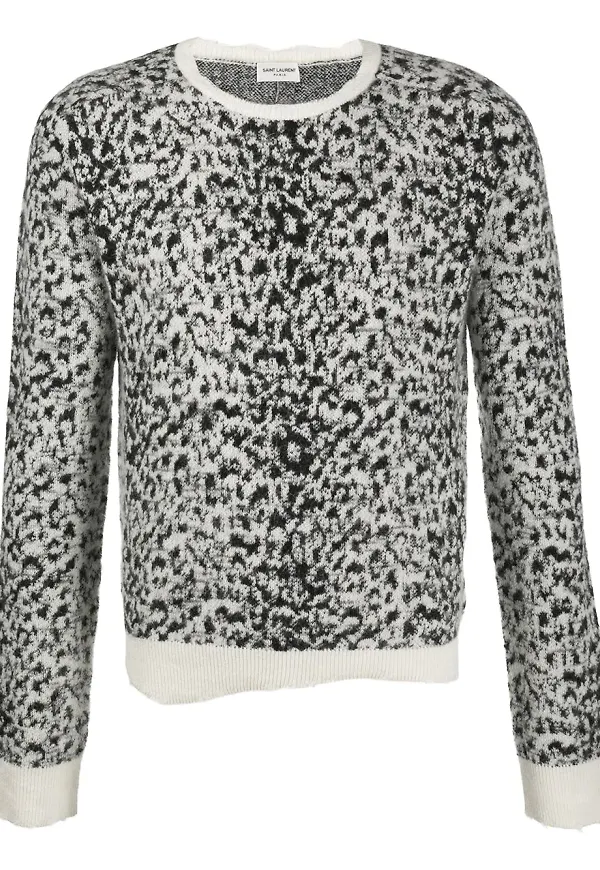 Saint Laurent intarsiastickad tröja - Vit