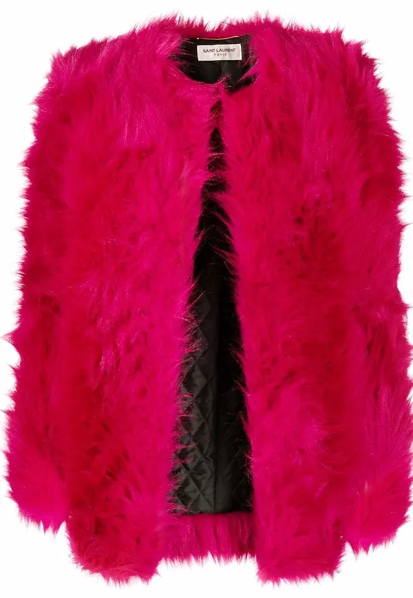 Saint Laurent jacka i konstpäls - Röd