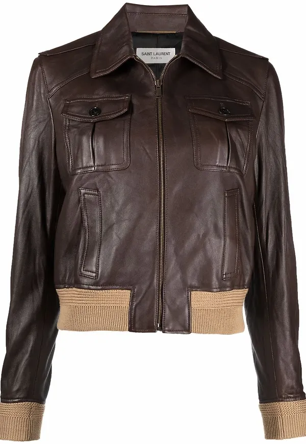 Saint Laurent jacka med skrynklad effekt - Brun