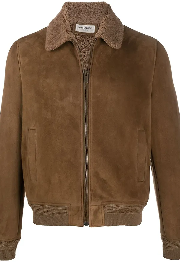 Saint Laurent jacka med spread-krage - Brun