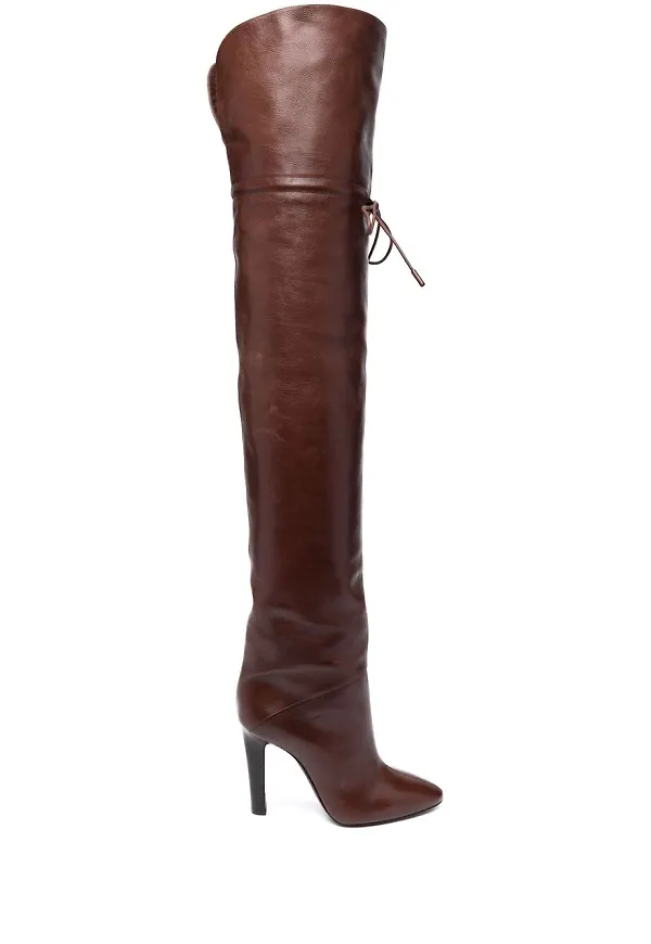 Saint Laurent Jane knähöga stövlar - Brun